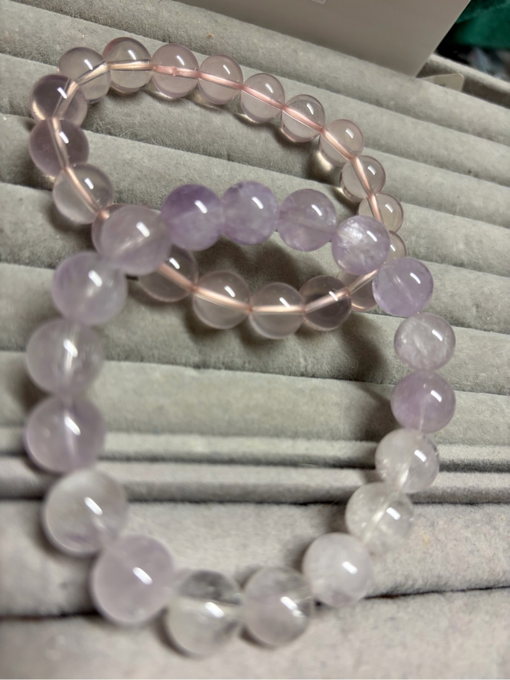 Rose Quartz Beaded Stretch Bracelet - Light Pink